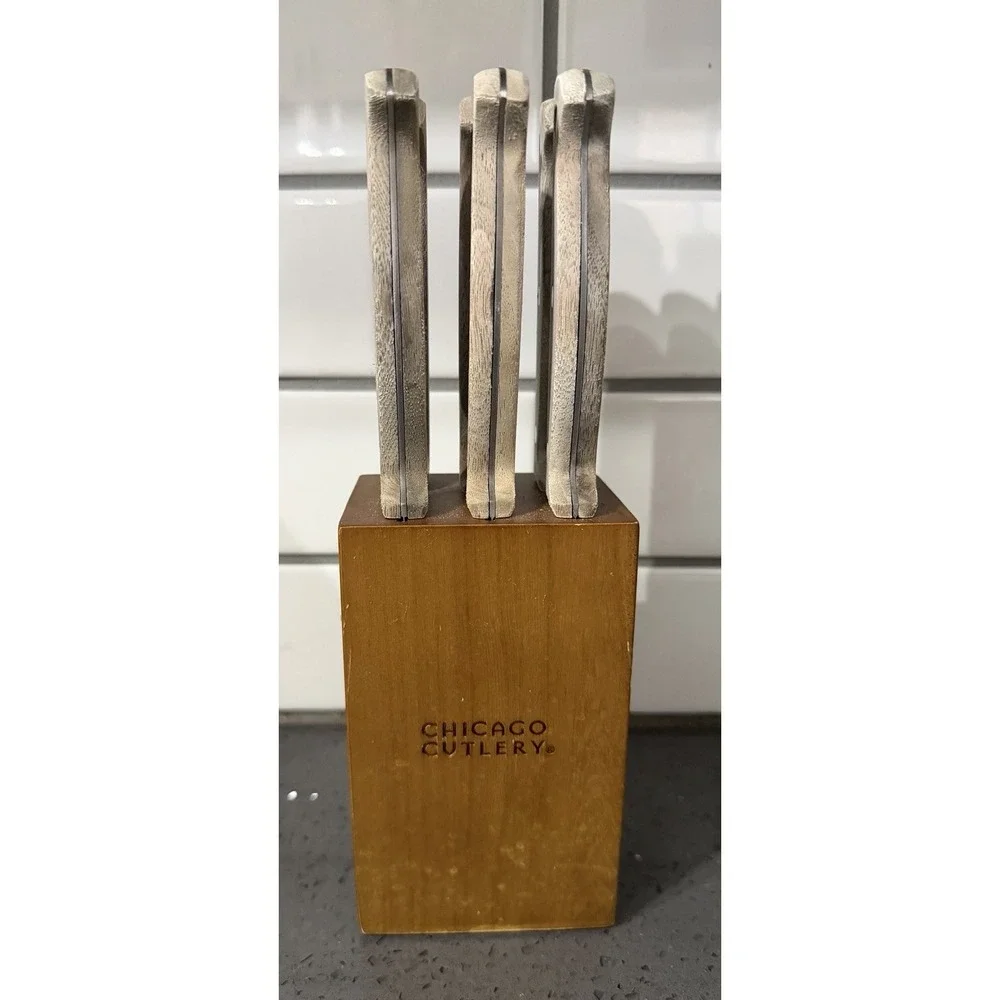 Vtg Chicago Cutlery Steak Knife Set of 6 Block Knives 25C22BN